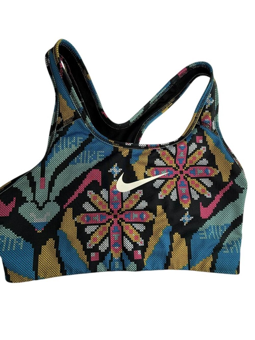 Nike Sports Bra.  Green Yellow.  Size Women's Small.  Floral.  Athletic Spandex